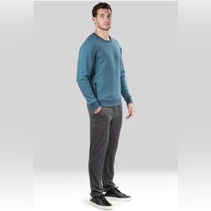 Natori Men's Classic Fit Brushed Fleece Sweatshirt Polyester Teal Blue Bagani XL